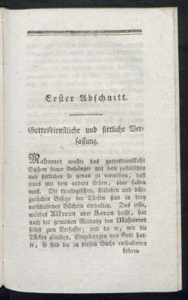 Erster Abschnitt. Gottesdienstliche und sittliche Verfassung.