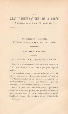 Chapitre premier. La Corée avant la guerre Sino-Japonaise