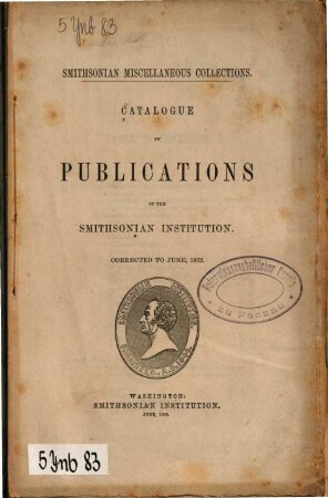 Catalogue of publications of the Smithsonian Institution