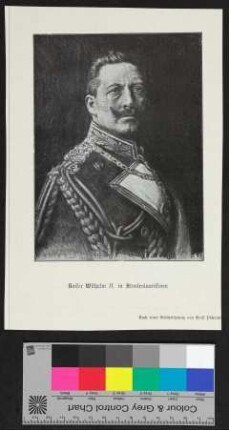 Kaiser Wilhem II in Admiralsuniform - Rückseite: Großadmiral von Koester, der Lehrmeister unserer Flotte, Geh. Oberbaurat Dr. ing. Veith - Geh. Oberbaurat Dr. ing. Bürkner, Untertitel:  die Schöpfer unserer Großkampfschiffe