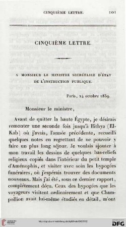 Cinquième lettre