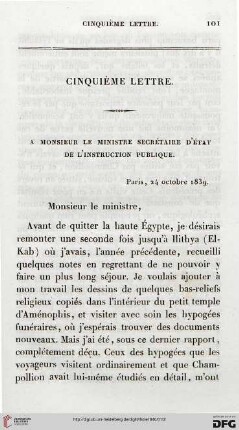 Cinquième lettre