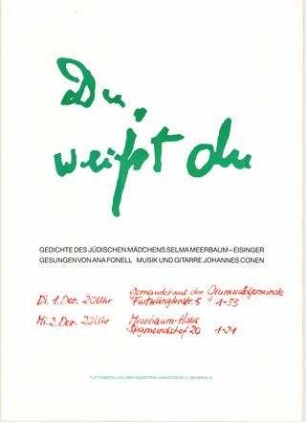 Selma Meerbaum: Du, weiß du