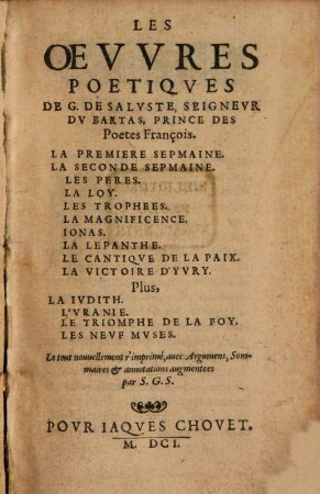 Les Oeuvres poetiques