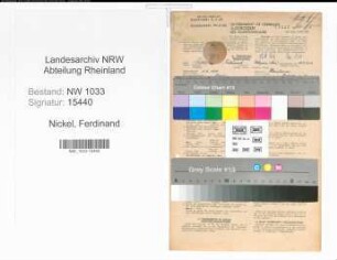 Entnazifizierung Ferdinand Nickel , geb. 08.04.1908 (Konstrukteur)