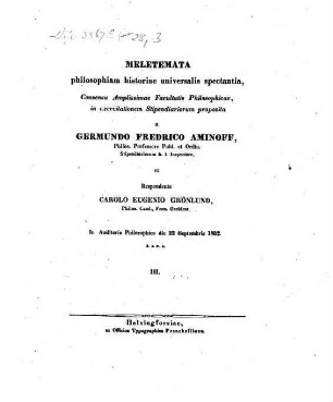 Meletemata philosophiam historiae universalis spectantia, 3