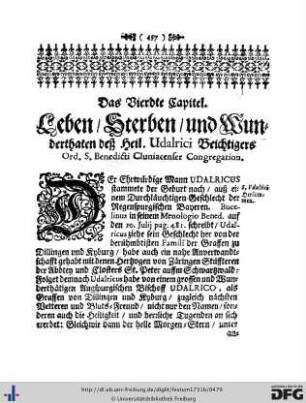 IV. Leben, Sterben und Wunderthaten deß Heil. Udalrici...