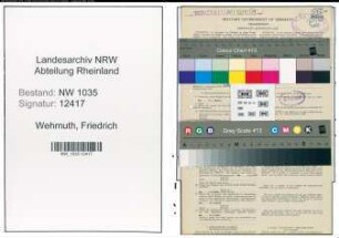 Entnazifizierung Friedrich Wehmuth , geb. 01.07.1904 (Techniker)