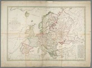 Carte Générale De L'Europe : Où se trouvent les Frontiéres les plus nouvelles, et où l'on voit le Départ et le Retour du Capitaine Cook, dans ses differens Voyages