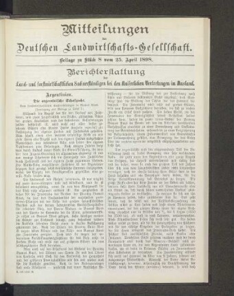 Beilage zu Stück 8 vom 25. April 1898.