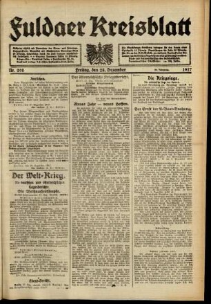 Ausgabe vom Freitag, den 28. Dezember 1917.