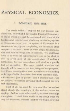 I. Economic Entities.