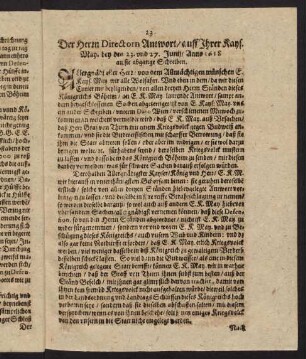 23-25, Der Herrn Directorn Antwort auff Ihrer Kays. May. ... Schreiben