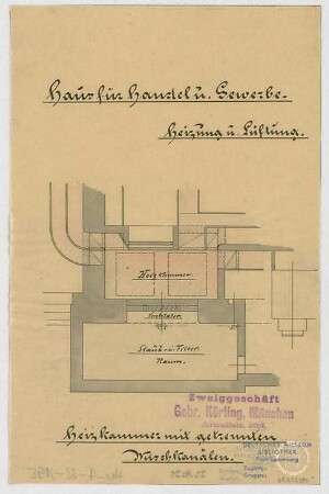 Thiersch, Friedrich von; München; Haus für Handel und Gewerbe - Heizung, Lüftung (Grundriss)