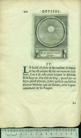 XV. Lucis alienæ haud jndigus