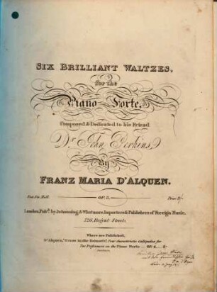 Six brilliant waltzes for the piano forte : op. 3