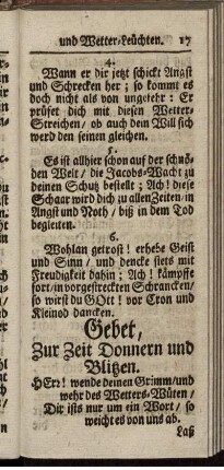 Gebet, Zur Zeit Donnern und Blitzen.