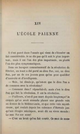 XIV. L'école paienne