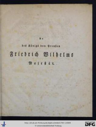 An des Königs von Preußen Friedrich Wilhelms Majestät.