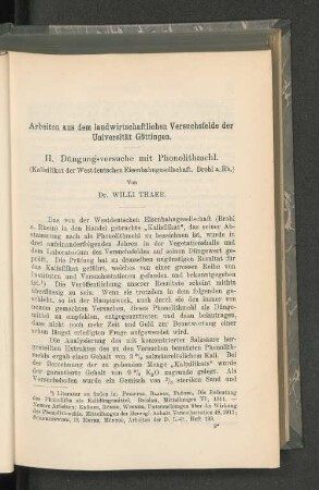 II. Düngungsversuche mit Phonolithmehl.
