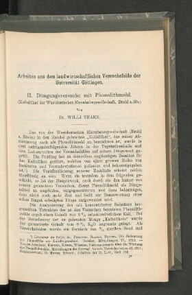 II. Düngungsversuche mit Phonolithmehl.