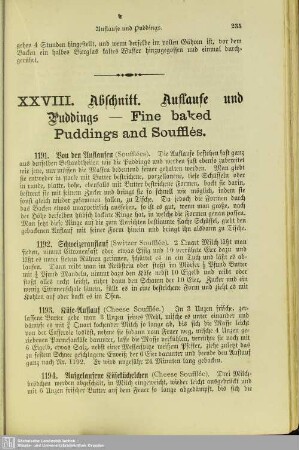 XXVIII. Auflaufe und Puddings - Fine baked Puddings and Soufflés