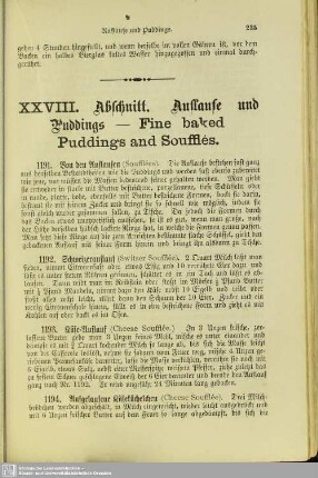 XXVIII. Auflaufe und Puddings - Fine baked Puddings and Soufflés