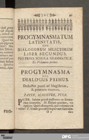 Ex Volumine primo.