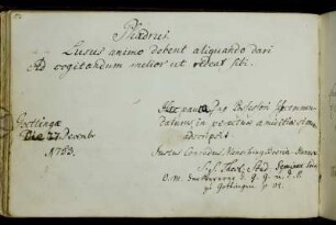 Justus Conrad Mensching. Göttingen, 27.12.1753.