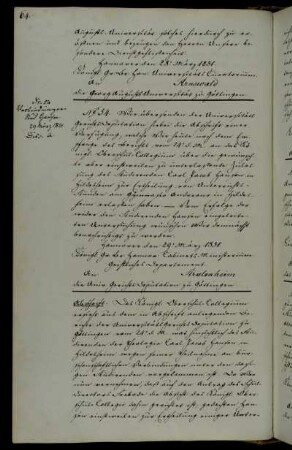 Zulassung des der Verbindungsmitgliedschaft verdächtigten Studierenden Hausen zum Schuldienst in Hildesheim.