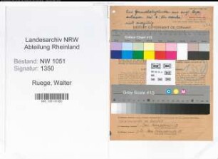 Entnazifizierung Walter Ruege , geb. 22.06.1898 (Klempner)