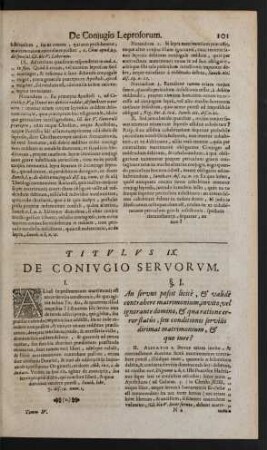 Titulus IX. De Coniugio Servorum