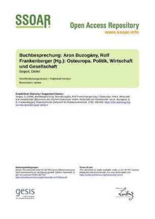 Buchbesprechung: Aron Buzogány, Rolf Frankenberger (Hg.): Osteuropa. Politik, Wirtschaft und Gesellschaft