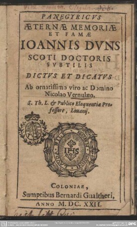 Panegyricus aeternae memoriae Joannis Duns Scoti dictatus