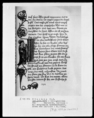 Heiligenleben — Initiale I mit der heiligen Clara