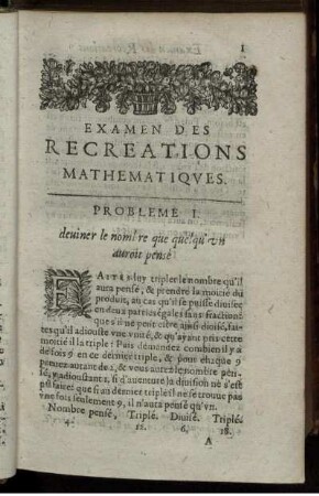 Examen Des Récréations Mathématiques.