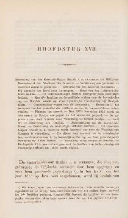 Hoofdstuk XVII. Benoeming van den Generaal-Majoor titulair J. B. Cleerens tot Militairen-Kommandant ter Westkust van Sumatra ...