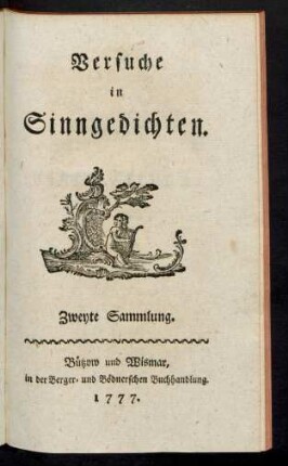 Samml. 2: Versuche in Sinngedichten