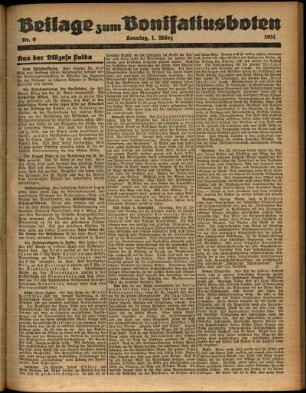 Zweite Ausgabe vom Sonntag, den 01. März 1931.