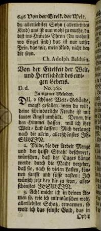 Von der Eitelkeit der Welt, und Herrlichkeit des ewigen Lebens.