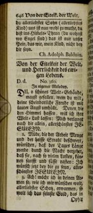 Von der Eitelkeit der Welt, und Herrlichkeit des ewigen Lebens.