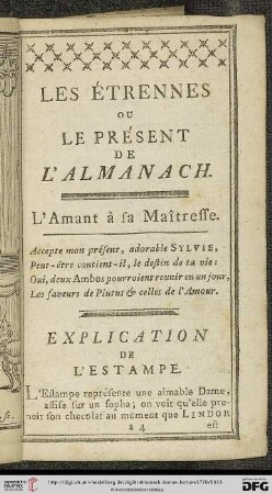 Les étrennes ou le présent de l’almanach