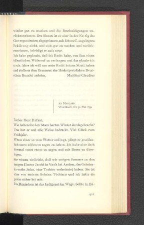 An Marcard Wandsbeck, den 30. Mai 1799