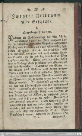 Zweyter Zeitraum. Alte Geschichte
