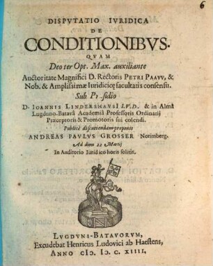 Disp. iur. de conditionibus