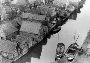 Otterndorf. Niedersächsische Kleinstadt an der Elbmündung. Blick vom Kirchturm auf Otterndorf