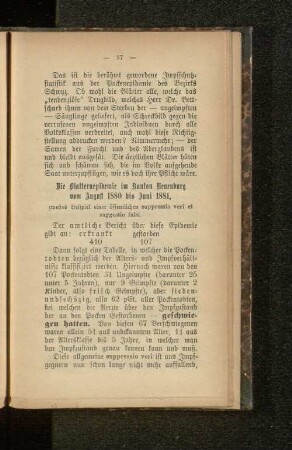 Die Blatternepidemie im Kanton Neuenburg vom August 1880 bis Juni 1881.