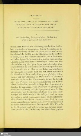 Zweiter Teil: Die Mittelalterliche Gemeinschaftsidee In Deutschem Empfinden Und Denken Der Romantik Und Der Gegenwart