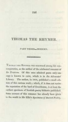 Thomas the Rhymer. Part third. Modern
