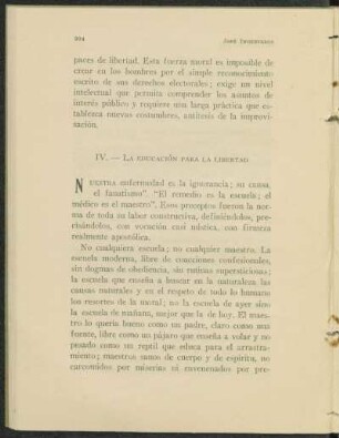 IV - La educación para la libertad